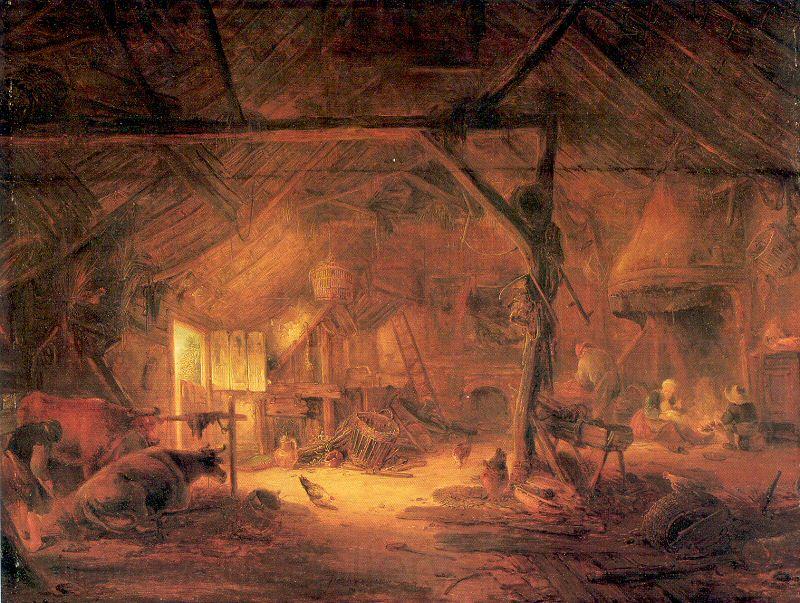 Ostade, Isaack Jansz. van Barn Interior Norge oil painting art